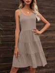 Spaghetti Strap V-Neck Tiered Dress