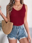 Openwork Scoop Neck Knit Vest