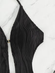Textured Cutout Tied One-Piece Swimwear