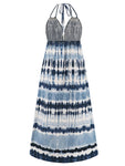 Tie-Dye Halter Neck Sleeveless Dress