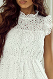 Eyelet Ruffled Cap Sleeve Mini Dress