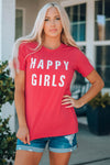 Happy Girls Text Adult Short Sleeve T-Shirt