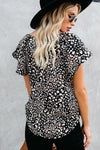 V-Neck Print Fluttering Blouse