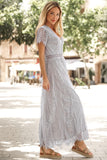 Classy Scalloped Trim Lace Plunge Maxi Dress