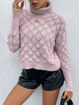 Turtle Neck Ribbed Long Sleeve Sweater