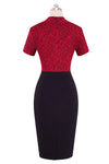 Round Neck Short Sleeve Pencil Dress