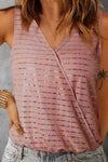 Sequin Surplice Wide Strap Sleeveless Bodysuit