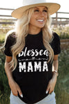 BLESSED MAMA Graphic Distressed Tee