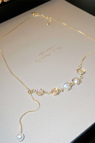 Pearl Pendant Zircon Copper Necklace