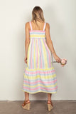 J Striped Woven Smocked Midi Cami Dress