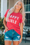 Happy Girls Text Adult Short Sleeve T-Shirt