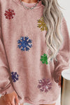 Sequin Snowflake Round Neck Sweatshirt