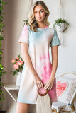 Tie-Dye Round Neck Short Sleeve Slit Dress