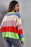 Color Block Button-Down Dropped Shoulder Cardigan