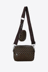 Geometric PU Leather Shoulder Bag with Small Purse