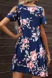 Floral Round Neck Cold-Shoulder Dress