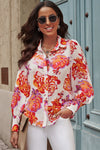Printed Bishop Sleeve Collared Shirt