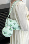 Butterfly Print Shoulder Bag with Purse