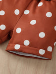 Girls Toddler Graphic Butterfly Sleeve Top and Polka Dot Shorts Set