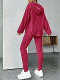 Round Neck Dropped Shoulder Hoodie and Pants Set