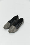 Forever Link Rhinestone Round Toe Flats in Black/Pewter