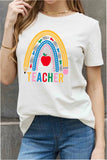 Simply Love Full Size TEACHER Rainbow Graphic Cotton Tee