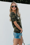 Coffee Heart Graphic Camo Tee