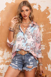 Printed Long Sleeve Collared Shirt
