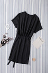 Drawstring Ruched Round Neck Short Sleeve Dress