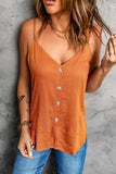 Button Front Plunge Spaghetti Strap Cami