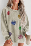 Sequin Snowflake Round Neck Sweatshirt