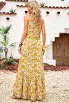 Paisley Print Ruffle Hem Sleeveless Maxi Dress