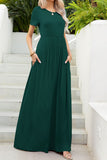 Maxi Tee Dress with Pockets Round Neck