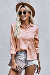 Button Down Chic Leopard Side Slit High-Low Shirt