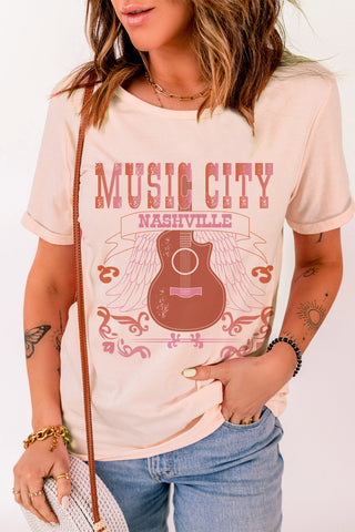 Nashville Music City Cuffed Short Sleeve T-shirt