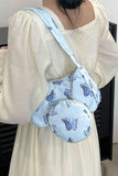 Butterfly Print Shoulder Bag with Purse