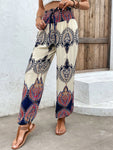 Printed Smocked High Waist Pants