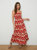 A Go To Vacation Floral Strapless Low-Back Dress