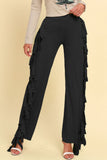 Fringe Trim Wide Leg Pants