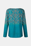 Printed Notched Long Sleeve T-Shirt