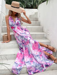 Multicolored Open Back Slit Sleeveless Dress