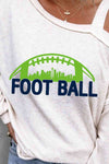 FOOTBALL Graphic Long Sleeve Asymmetrical Neck Top
