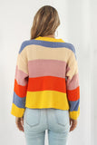 Color Block Button-Down Dropped Shoulder Cardigan