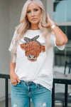 Chic Cow Graphic Round Neck T-Shirt