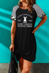 Chic Cotton Tail Bunny Graphic Mixed Print Twisted T-Shirt Dress