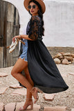 Applique Half Sleeve Open Front Cover Up