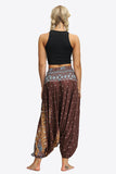 Printed Smocked Waist Harem Pants