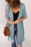 Openwork Open Front Cardigan with Fringes