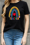 Simply Love Full Size TEACHER Rainbow Graphic Cotton Tee