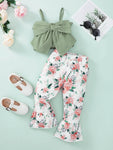 Girls Toddler Bow Detail Cami and Floral Flare Pants Set